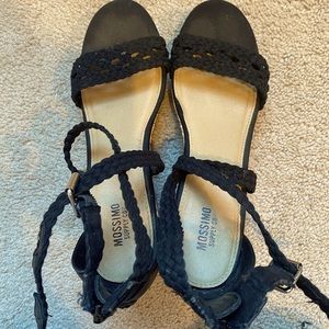 Black Knit Cork Wedge Heels